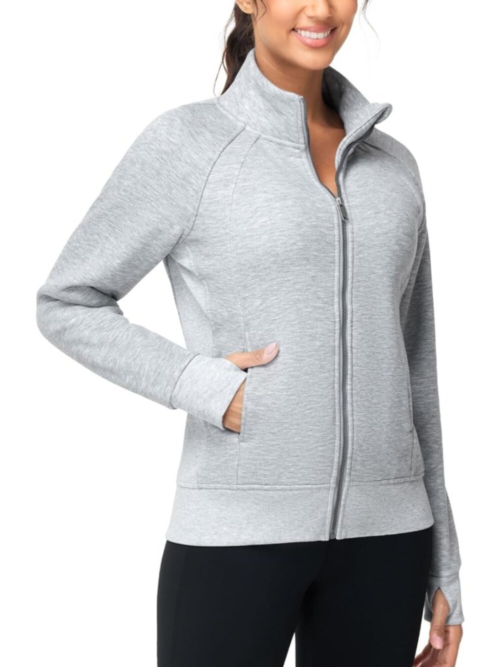Cozy Full Zip Sweatshirt Jacket for Women | Fleece, Stand Collar, Activewear